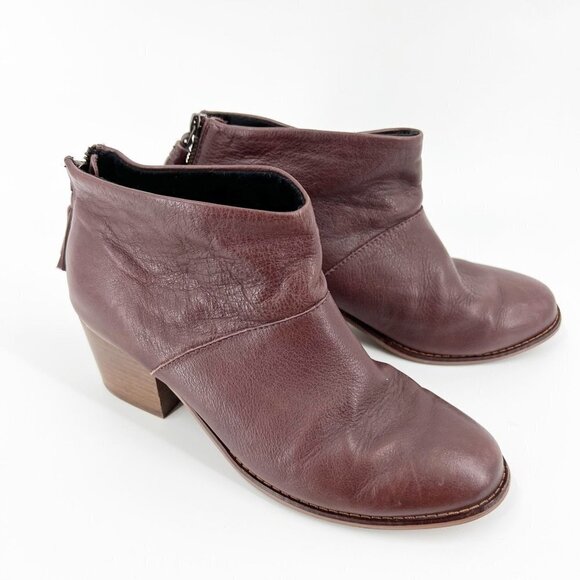 ✅ TOMS Carpe Diem Leather Ankle Heel Boots Size 9 - Picture 1 of 10